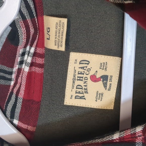Red Head Brand Men's Plaid Fleece Lined Flannel Shirt Jacket Size Large - Picture 2 of 5
